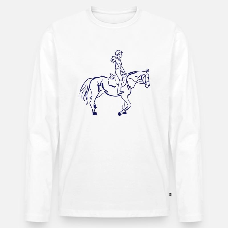 Pferd - Männer Premium Bio Langarmshirt - Weiß