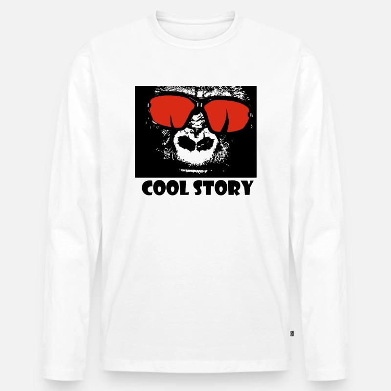 Monkey - Männer Premium Bio Langarmshirt - Weiß