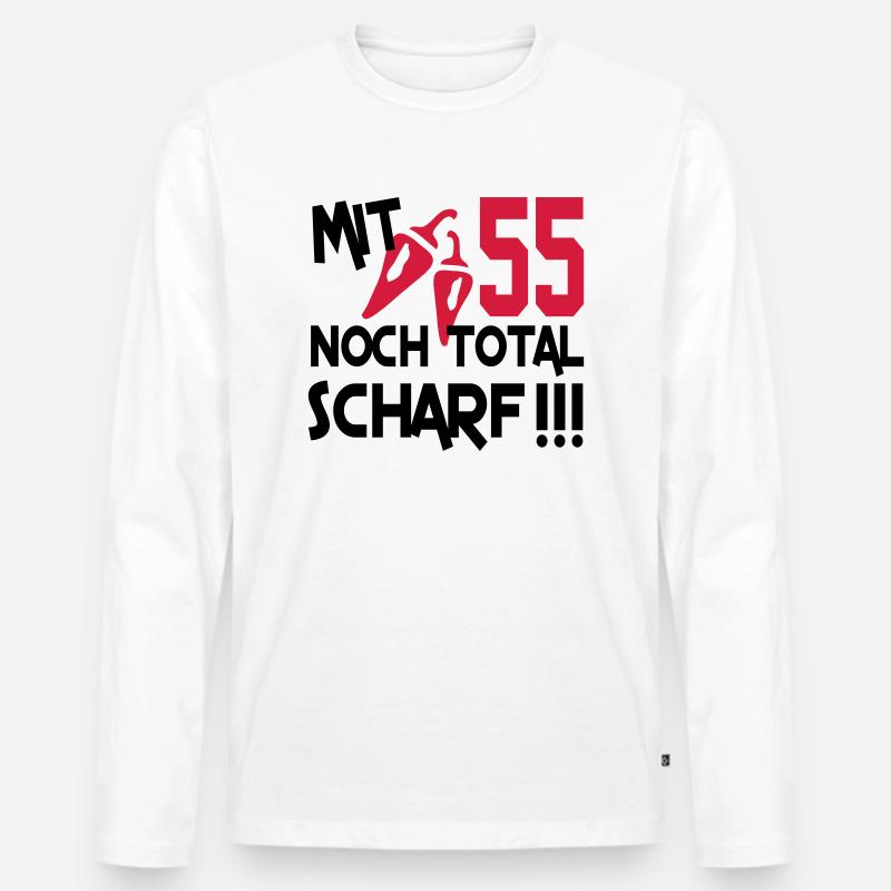 total_scharf_55 - Männer Premium Bio Langarmshirt - Weiß