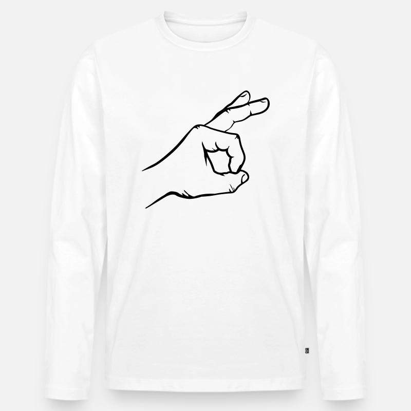 Reingeschaut Hand - Männer Premium Bio Langarmshirt - Weiß