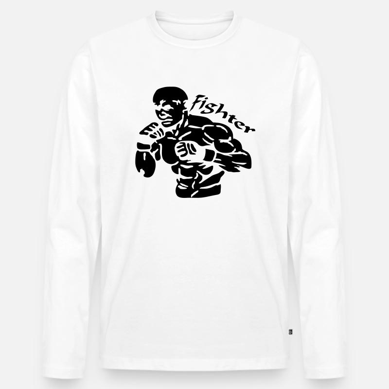 Fighter Logo - Männer Premium Bio Langarmshirt - Weiß