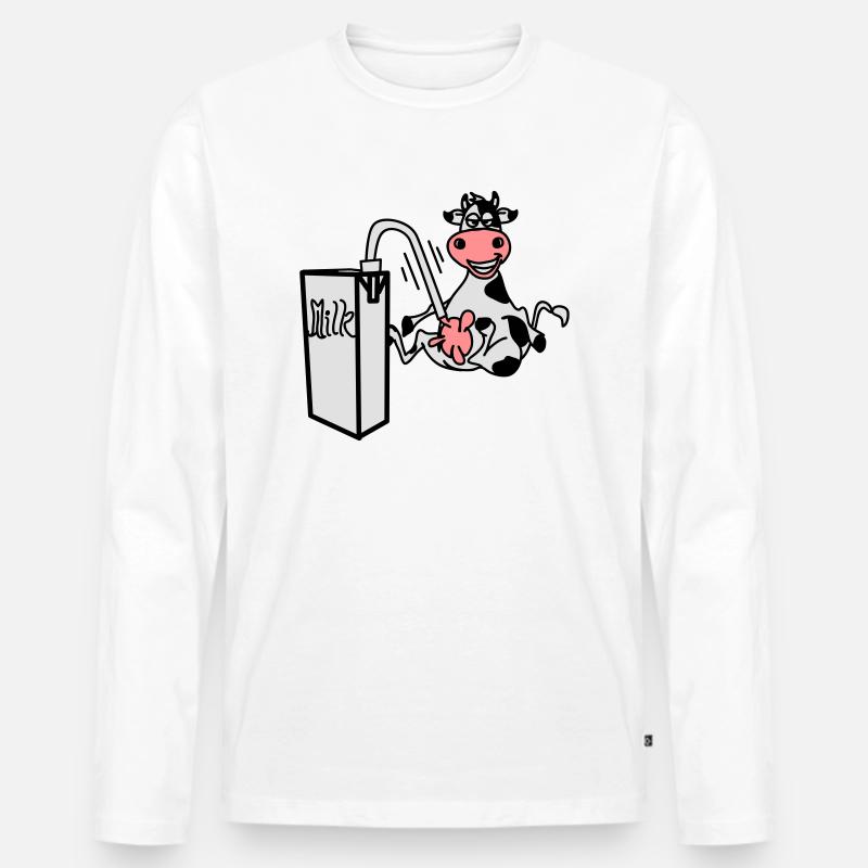 milkcow - Männer Premium Bio Langarmshirt - Weiß