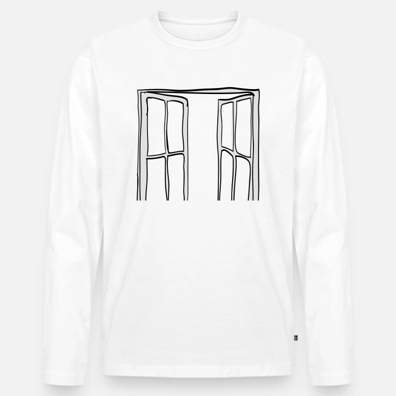 Fenster - Männer Premium Bio Langarmshirt - Weiß