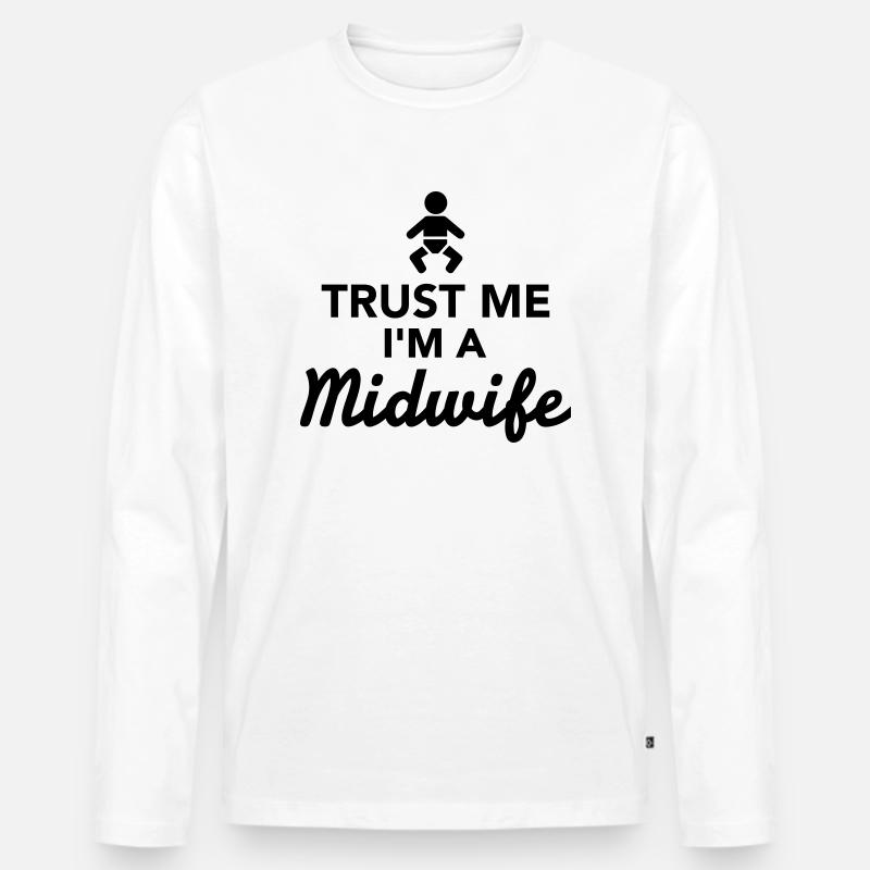 Hebamme - Männer Premium Bio Langarmshirt - Weiß