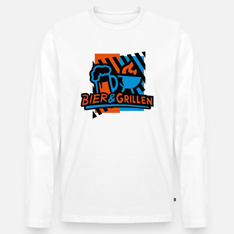 Bier & Grillen 02 - Männer Premium Bio Langarmshirt - Weiß