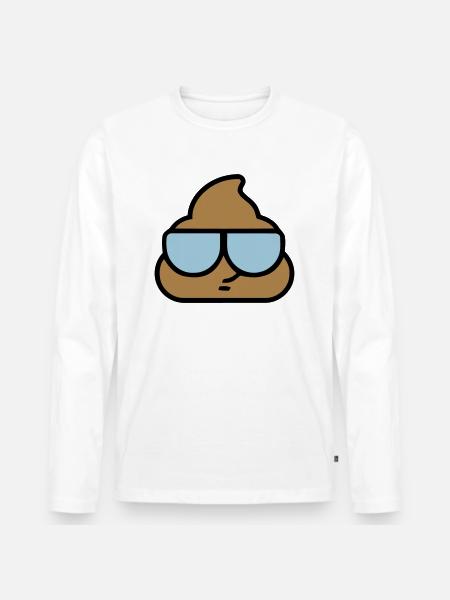 Emoji poop cool glasses - Men's Premium Organic Long Sleeve Shirt - white
