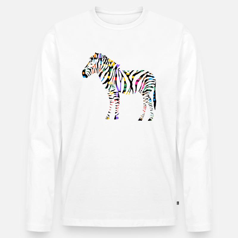 Zebra - Männer Premium Bio Langarmshirt - Weiß