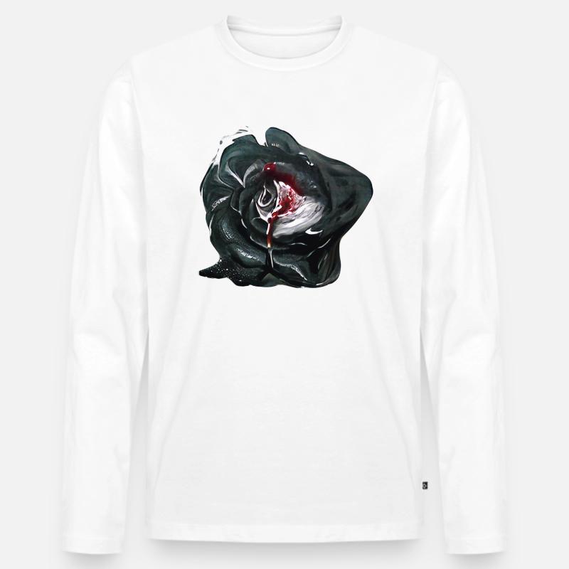 Schwarze Rose - Männer Premium Bio Langarmshirt - Weiß
