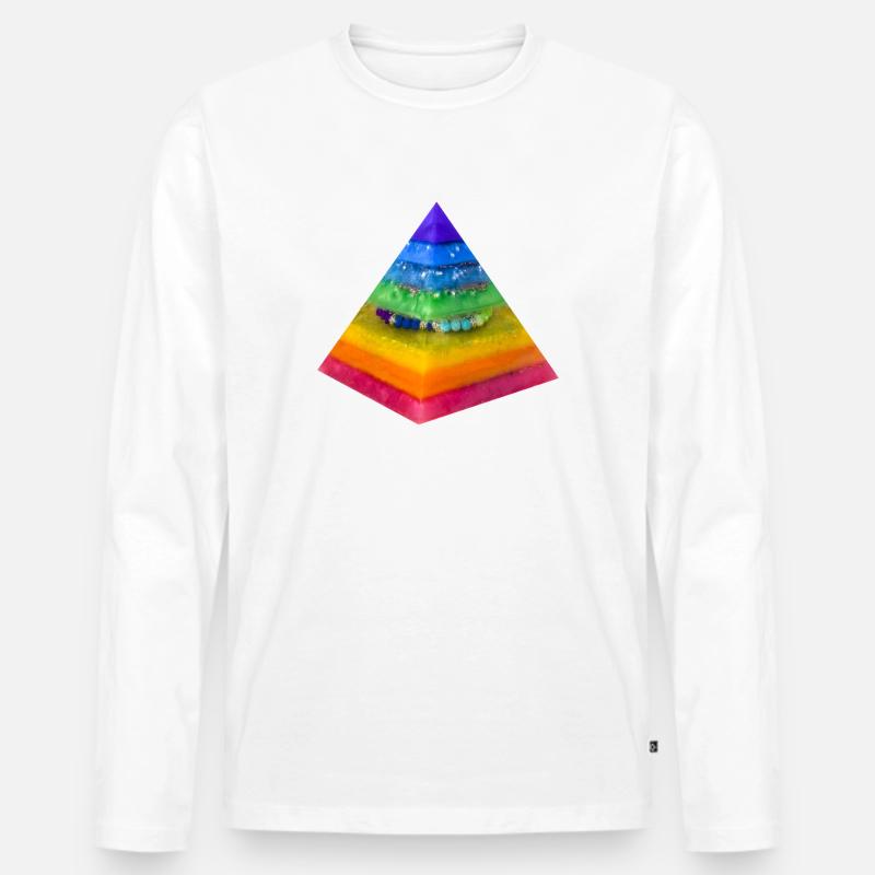 Regenbogen- Dimension Pyramide - Männer Premium Bio Langarmshirt - Weiß