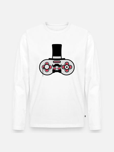 Gentlemen old controller retro - Men's Premium Organic Long Sleeve Shirt - white