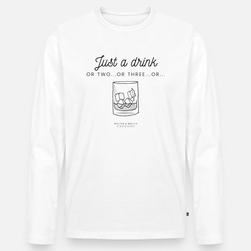 Walter & Wallis - Alkohol 1 - Männer Premium Bio Langarmshirt - Weiß