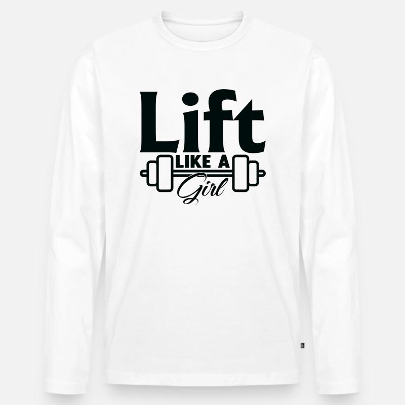 Heben wie ein Mädchen - Männer Premium Bio Langarmshirt - Weiß