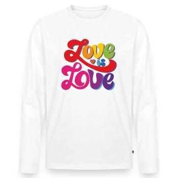 Love is Love - Pride Month - Rainbow - Men's Premium Organic Long Sleeve Shirt - white - Front - Nico (187cm)