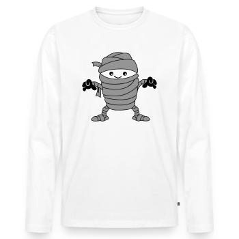 momie - T-shirt manches longues Premium bio Homme - blanc - Devant - Nico (187cm)