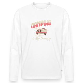 Camping Is My Therapy - Men's Premium Organic Long Sleeve Shirt - white - Front - Nico (187cm)