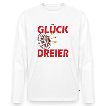 Glück ist ein enger Dreier - Männer Premium Bio Langarmshirt - Weiß - Vorne - Nico (187cm)