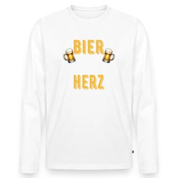 Bier hat mir noch nie das Herz gebrochen - Männer Premium Bio Langarmshirt - Weiß - Vorne - Nico (187cm)