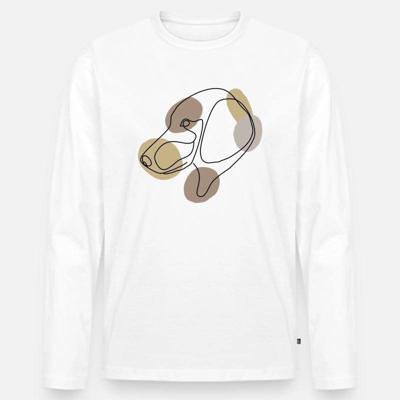 Dackel-Linienkunst - Männer Premium Bio Langarmshirt - Weiß