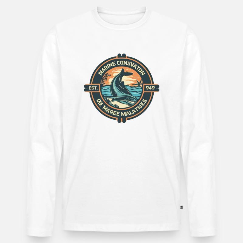 Meeresschutz - Männer Premium Bio Langarmshirt - Weiß