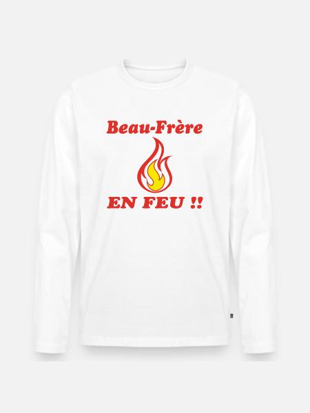 Schwager ON FIRE - Männer Premium Bio Langarmshirt - Weiß