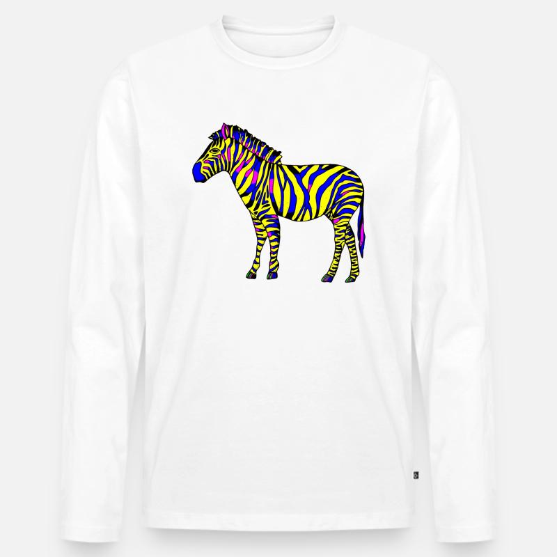 Zebra - Männer Premium Bio Langarmshirt - Weiß