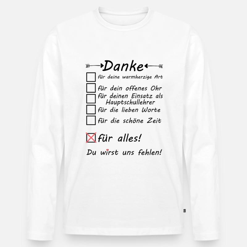 Lehrer Hauptschule Abschiedsgeschenk Abschied - Männer Premium Bio Langarmshirt - Weiß