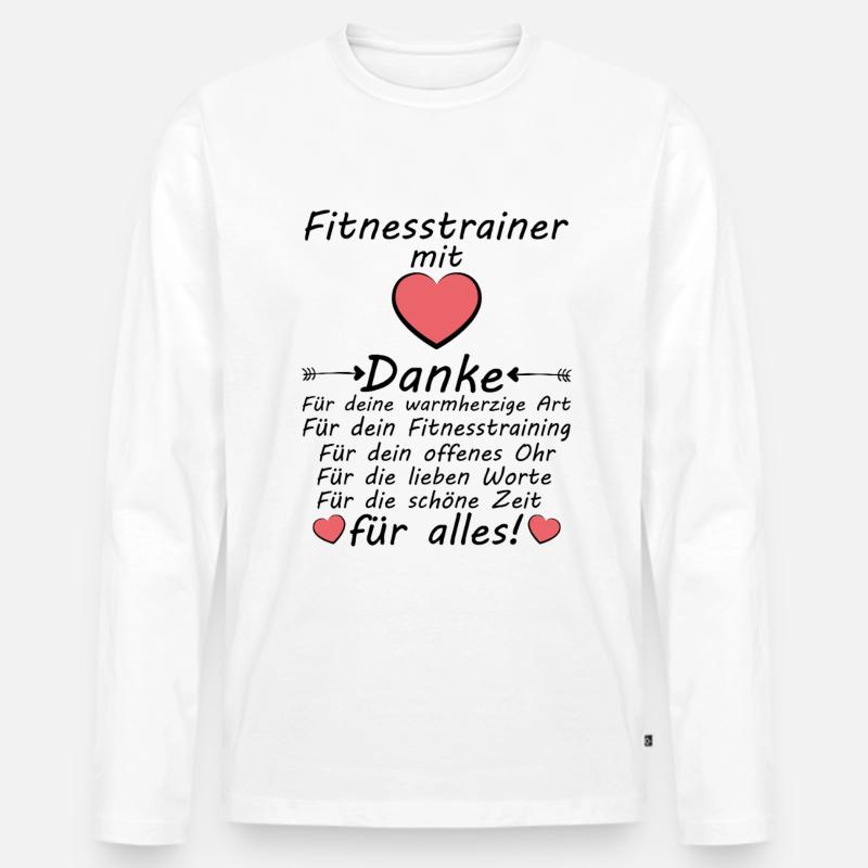Danke Dankeschön Fitnesstrainer Abschiedsgeschenk - Männer Premium Bio Langarmshirt - Weiß