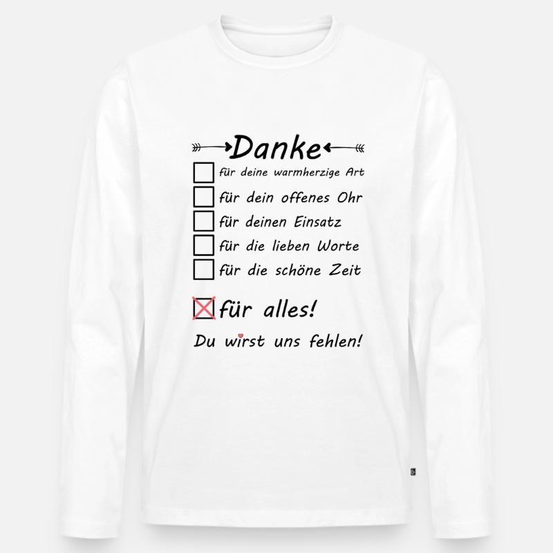 Mitarbeiter Abschiedsgeschenk Abschied - Männer Premium Bio Langarmshirt - Weiß