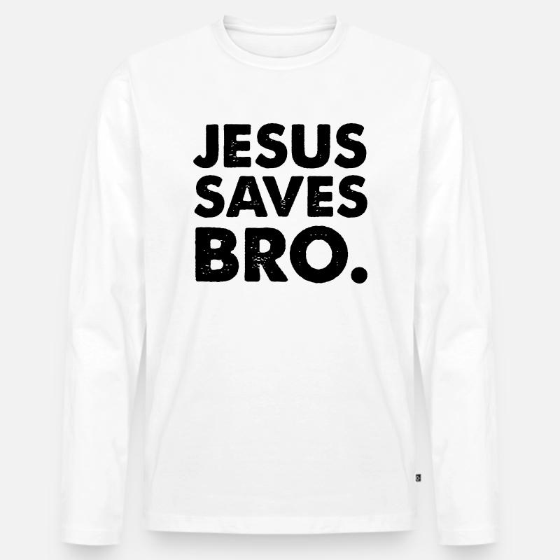 jesus saves bro - Männer Premium Bio Langarmshirt - Weiß