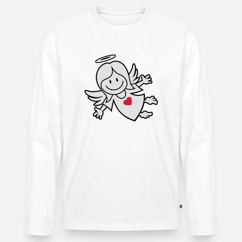 vl064b_engel2_3c - Männer Premium Bio Langarmshirt - Weiß