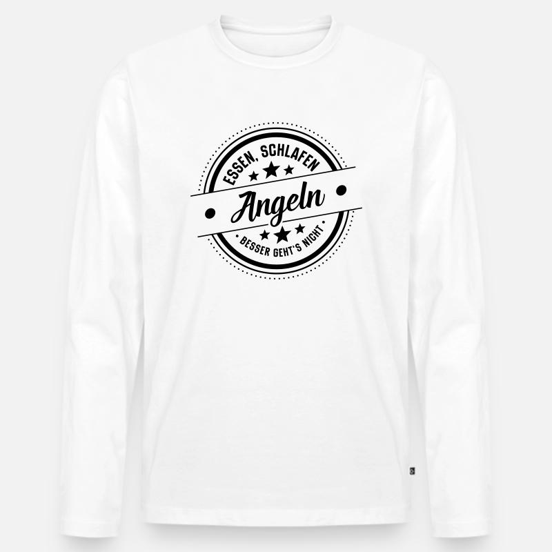 Angeln - Männer Premium Bio Langarmshirt - Weiß