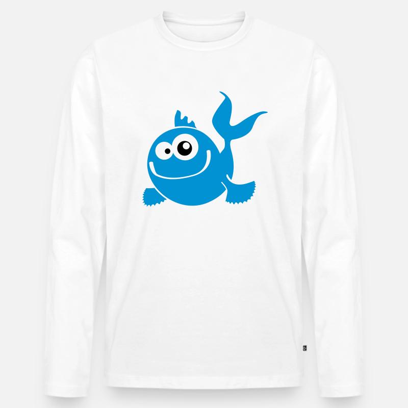 fish boy - Männer Premium Bio Langarmshirt - Weiß