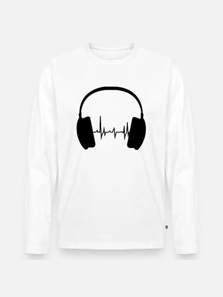Headphone and Beat - Männer Premium Bio Langarmshirt - Weiß