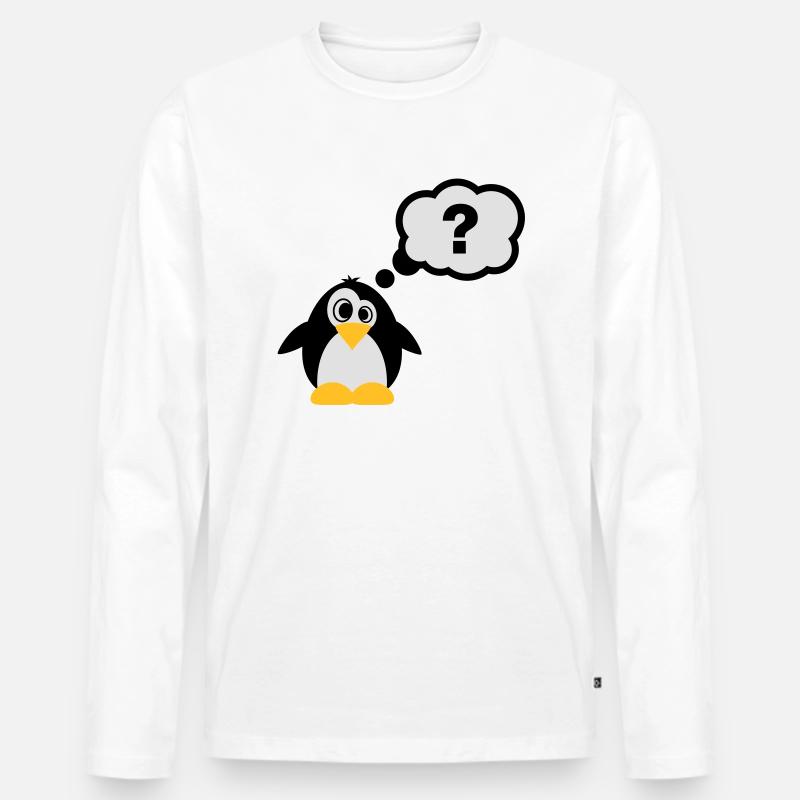 Pinguine Fragezeichen - Männer Premium Bio Langarmshirt - Weiß