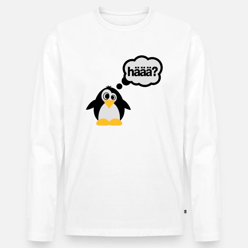 Pinguine - häää? - Männer Premium Bio Langarmshirt - Weiß
