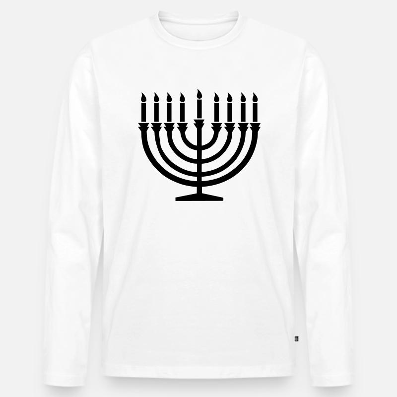 Hanukkah - Männer Premium Bio Langarmshirt - Weiß