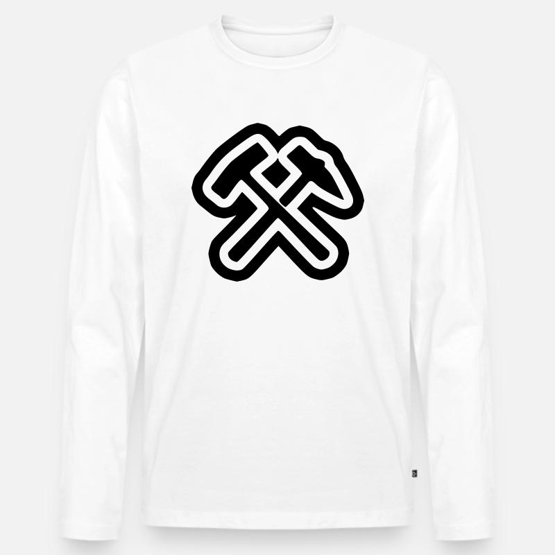 Schlägel und Eisen - Männer Premium Bio Langarmshirt - Weiß