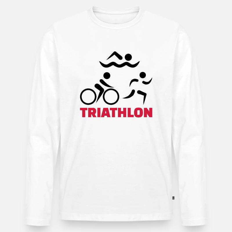 Triathlon - Männer Premium Bio Langarmshirt - Weiß