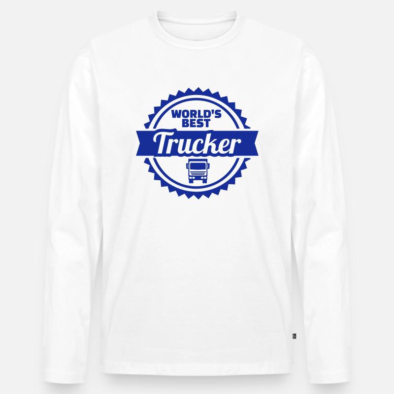 Trucker - Männer Premium Bio Langarmshirt - Weiß
