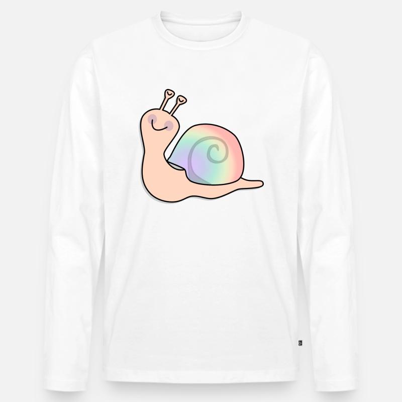 Regenbogen Schnecke - Männer Premium Bio Langarmshirt - Weiß