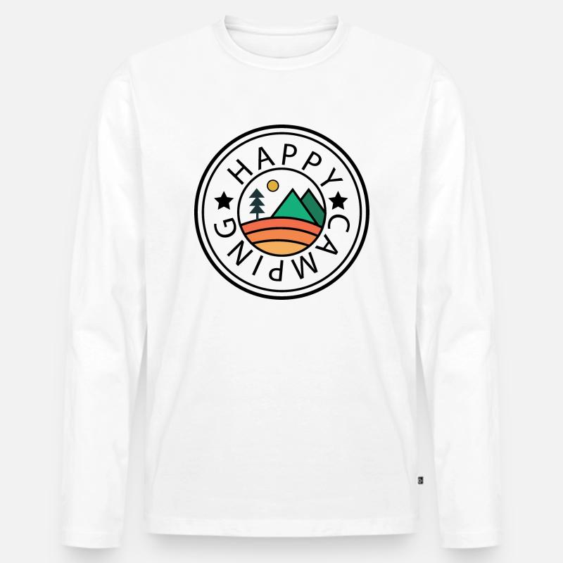 glücklichcamping - Männer Premium Bio Langarmshirt - Weiß