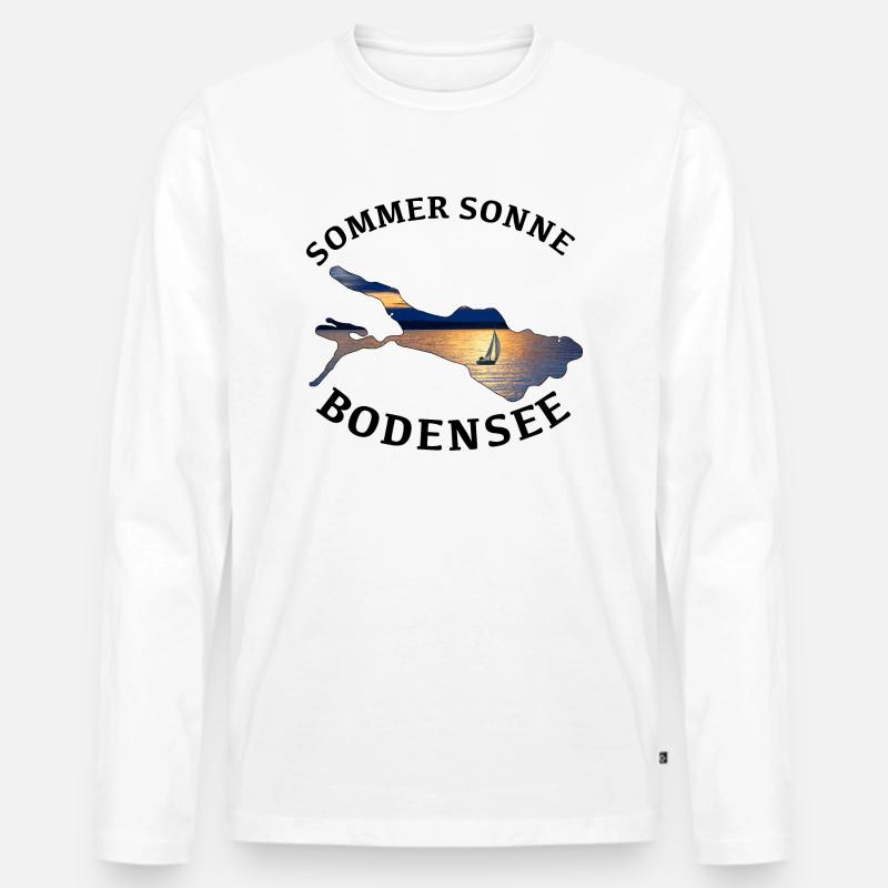 Bodensee - Männer Premium Bio Langarmshirt - Weiß
