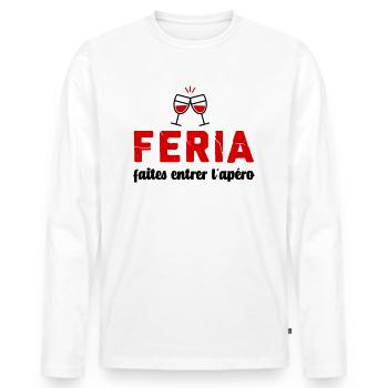 Feria humour faites entrer l'apéro - T-shirt manches longues Premium bio Homme - blanc - Devant - Nico (187cm)