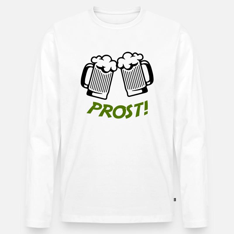bier prost - Männer Premium Bio Langarmshirt - Weiß