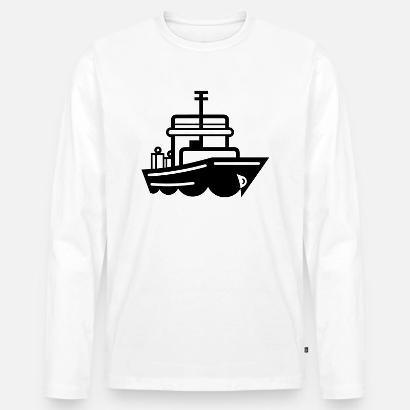 Boot - Männer Premium Bio Langarmshirt - Weiß