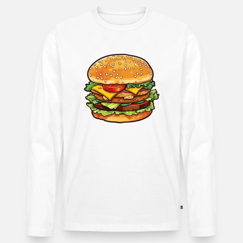 Saftiger Burger - Männer Premium Bio Langarmshirt - Weiß