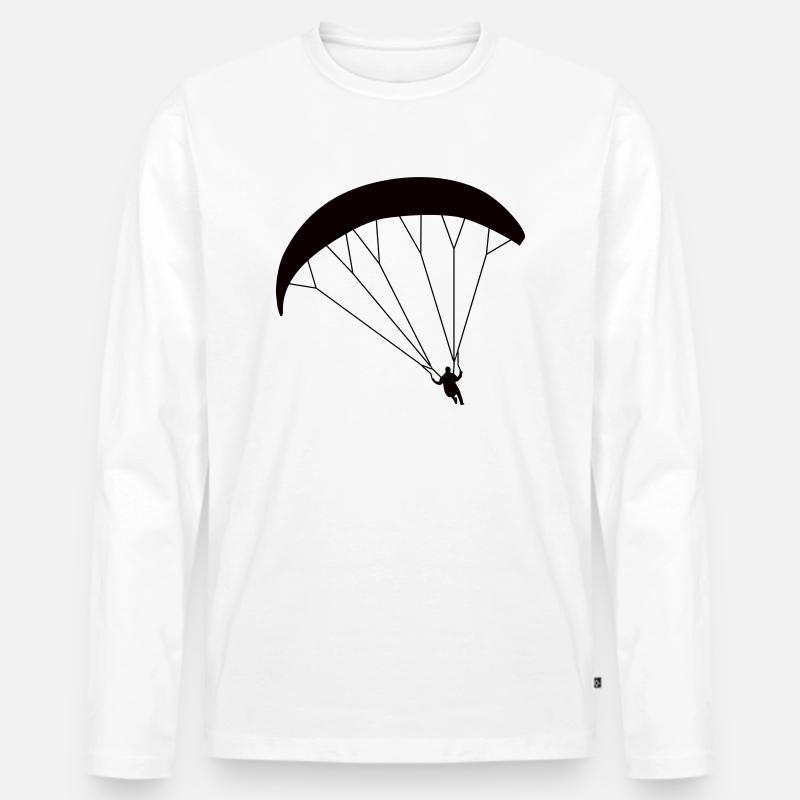 Gleitschirmflieger Siluette - Männer Premium Bio Langarmshirt - Weiß