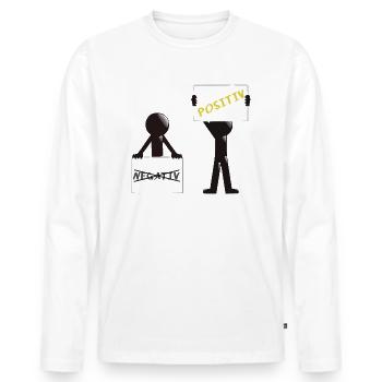 Stay positiv - Männer Premium Bio Langarmshirt - Weiß - Vorne - Nico (187cm)