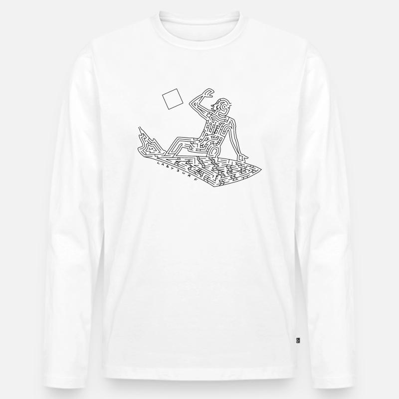 Surfer Maze (schwarze Version) - Männer Premium Bio Langarmshirt - Weiß