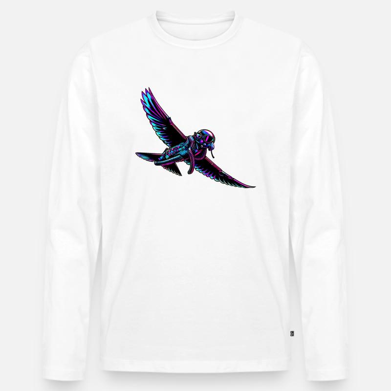 Adler Fighterpilot - Männer Premium Bio Langarmshirt - Weiß